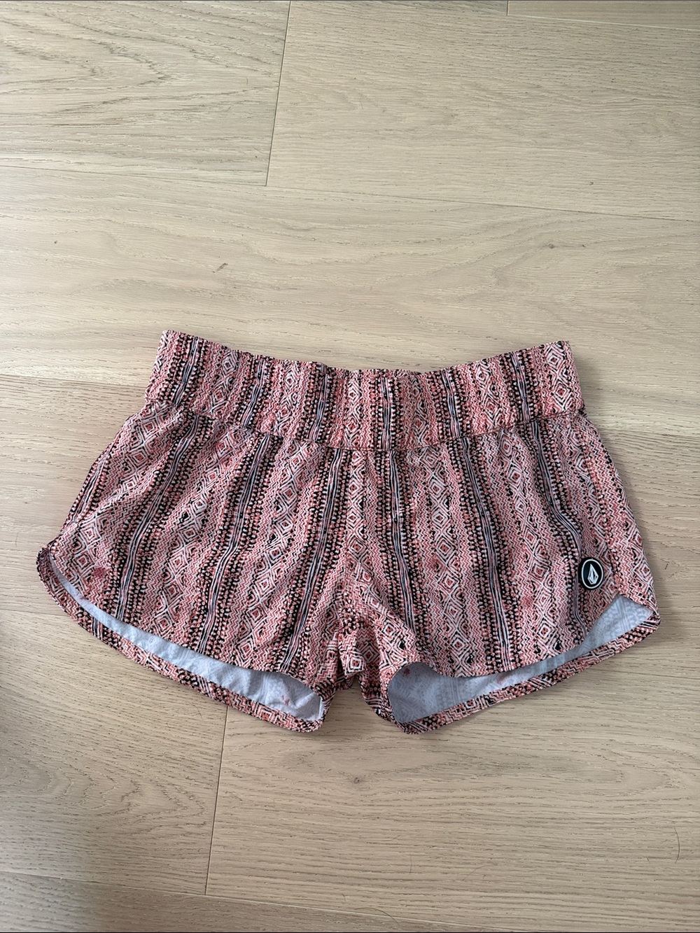 Volcom Coral Pink Aztec Print Athletic Shorts